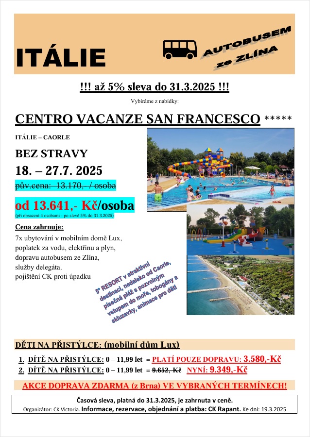 ITÁLIE - CENTRO VACANZE SAN FRANCESCO